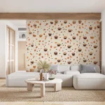Coffee Cups and Nuts Pattern Wallpaper - Cozy and Inviting Wall Design for Cafes or Kitchens