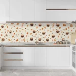 Coffee Cups and Nuts Pattern Wallpaper - Cozy and Inviting Wall Design for Cafes or Kitchens