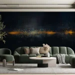 Golden Sparkles on Dark Background Wallpaper - Elegant and Luxurious Wall Design for Living Rooms or Offices