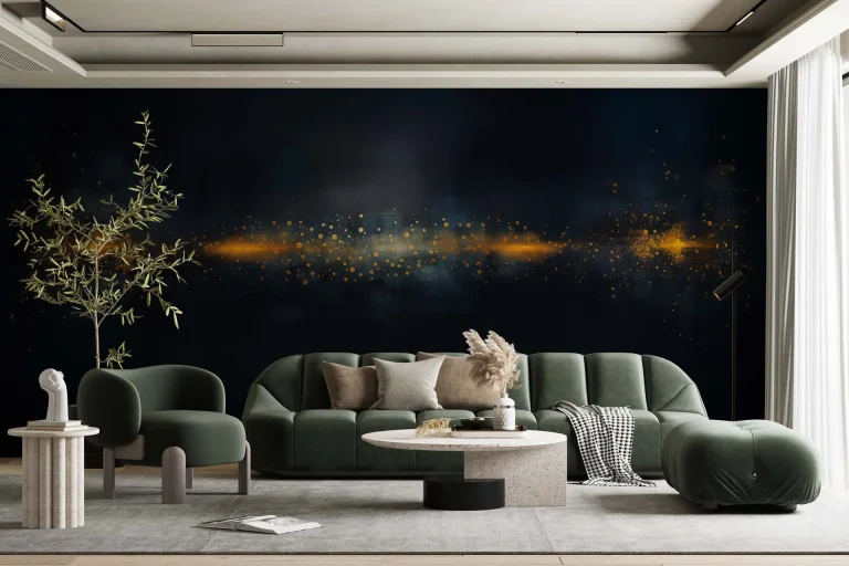 Golden Sparkles on Dark Background Wallpaper - Elegant and Luxurious Wall Design for Living Rooms or Offices