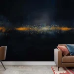 Golden Sparkles on Dark Background Wallpaper - Elegant and Luxurious Wall Design for Living Rooms or Offices