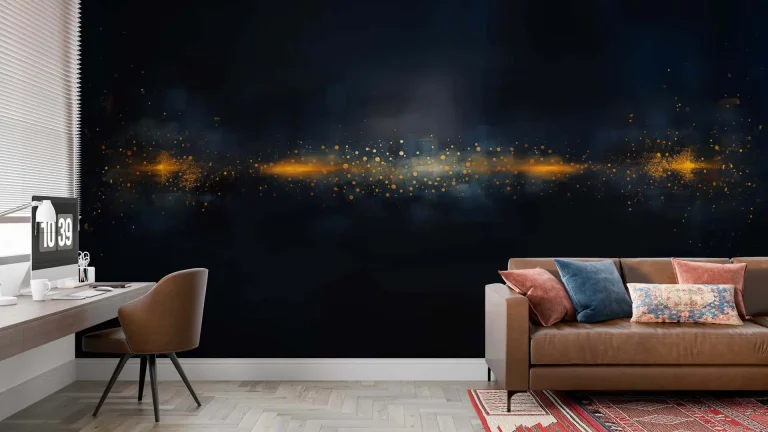 Golden Sparkles on Dark Background Wallpaper - Elegant and Luxurious Wall Design for Living Rooms or Offices