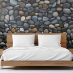 Natural Pebble Stones Wallpaper - Tranquil and Earthy Wall Design for Bathrooms or Living Rooms