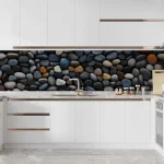 Natural Pebble Stones Wallpaper - Tranquil and Earthy Wall Design for Bathrooms or Living Rooms