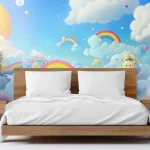 Cute Clouds and Rainbows Wallpaper - Playful and Whimsical Wall Design for Nurseries or Kids' Rooms