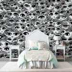 Abstract Eyes Pattern Wallpaper - Unique and Artistic Wall Design for Living Rooms or Offices