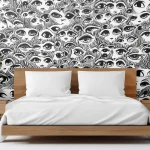 Abstract Eyes Pattern Wallpaper - Unique and Artistic Wall Design for Living Rooms or Offices