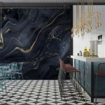 Elegant Black and Gold Marble Abstract - Luxurious Fluid 3D Design for Modern Art Enthusiasts