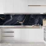 Elegant Black and Gold Marble Abstract - Luxurious Fluid 3D Design for Modern Art Enthusiasts