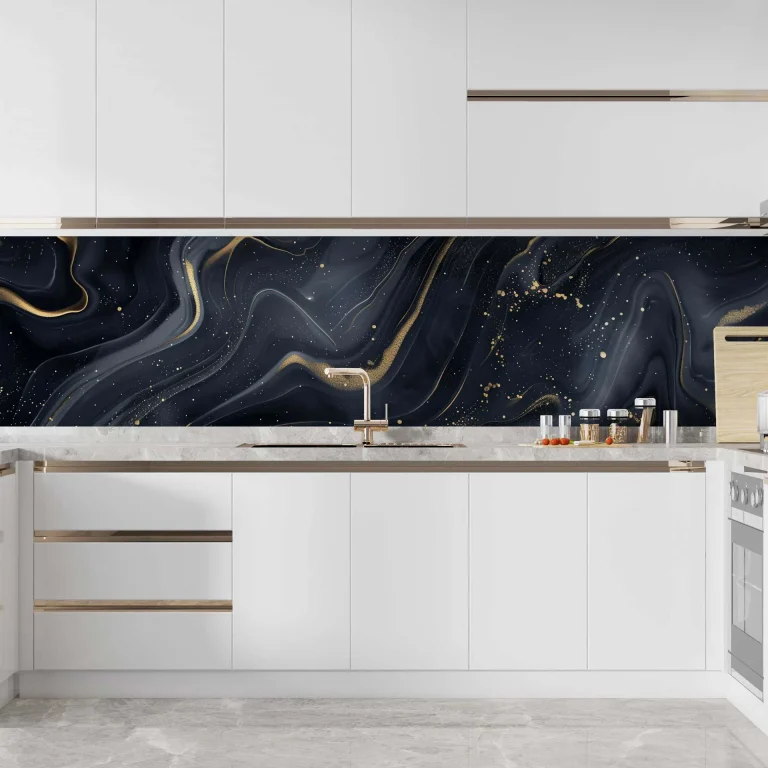 Elegant Black and Gold Marble Abstract - Luxurious Fluid 3D Design for Modern Art Enthusiasts