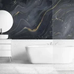 Elegant Black and Gold Marble Abstract - Luxurious Fluid 3D Design for Modern Art Enthusiasts