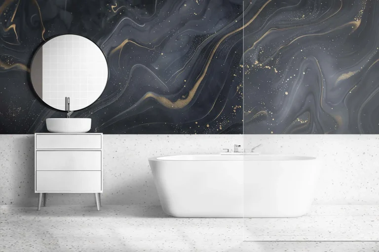 Elegant Black and Gold Marble Abstract - Luxurious Fluid 3D Design for Modern Art Enthusiasts