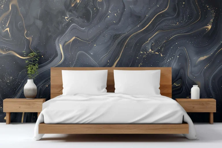 Elegant Black and Gold Marble Abstract - Luxurious Fluid 3D Design for Modern Art Enthusiasts