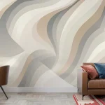 Neutral Wavy Abstract Design Wallpaper - Modern and Minimalist Wall Decor Perfect for Living Rooms, Bedrooms, Offices, or Study Rooms