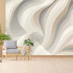 Neutral Wavy Abstract Design Wallpaper - Modern and Minimalist Wall Decor Perfect for Living Rooms, Bedrooms, Offices, or Study Rooms