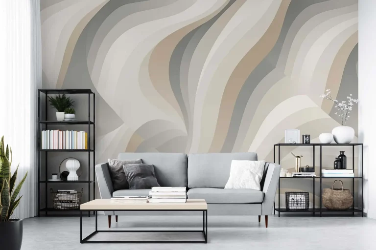 Neutral Wavy Abstract Design Wallpaper - Modern and Minimalist Wall Decor Perfect for Living Rooms, Bedrooms, Offices, or Study Rooms