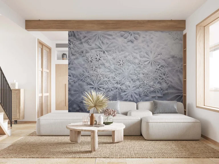 Intricate Snowflake Pattern Wallpaper - Elegant and Winter-Themed Wall Decor for Living Rooms, Bedrooms, or Offices