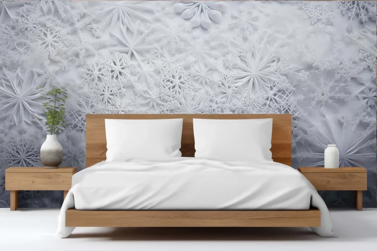 Intricate Snowflake Pattern Wallpaper - Elegant and Winter-Themed Wall Decor for Living Rooms, Bedrooms, or Offices