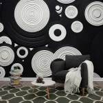 Modern Circular Pattern Wallpaper - Bold and Geometric Wall Design for Living Rooms, Bedrooms, or Offices