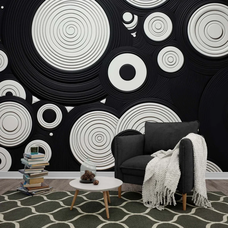 Modern Circular Pattern Wallpaper - Bold and Geometric Wall Design for Living Rooms, Bedrooms, or Offices