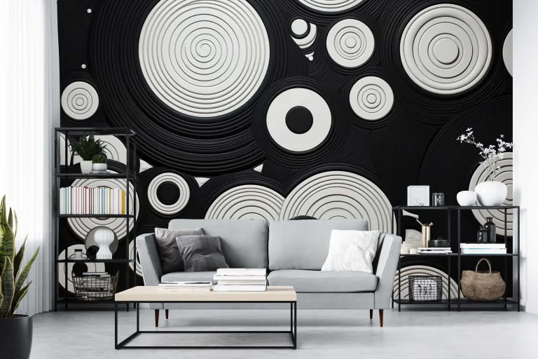 Modern Circular Pattern Wallpaper - Bold and Geometric Wall Design for Living Rooms, Bedrooms, or Offices