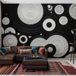 Modern Circular Pattern Wallpaper - Bold and Geometric Wall Design for Living Rooms, Bedrooms, or Offices