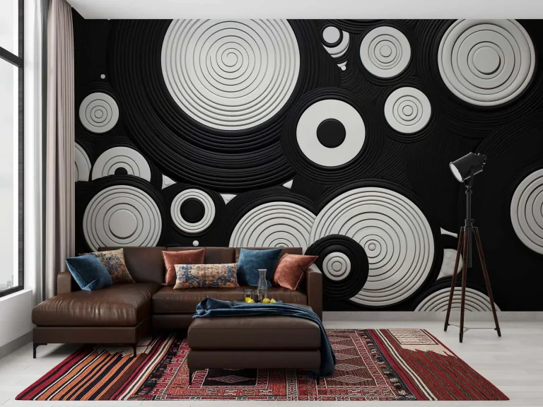 Modern Circular Pattern Wallpaper - Bold and Geometric Wall Design for Living Rooms, Bedrooms, or Offices